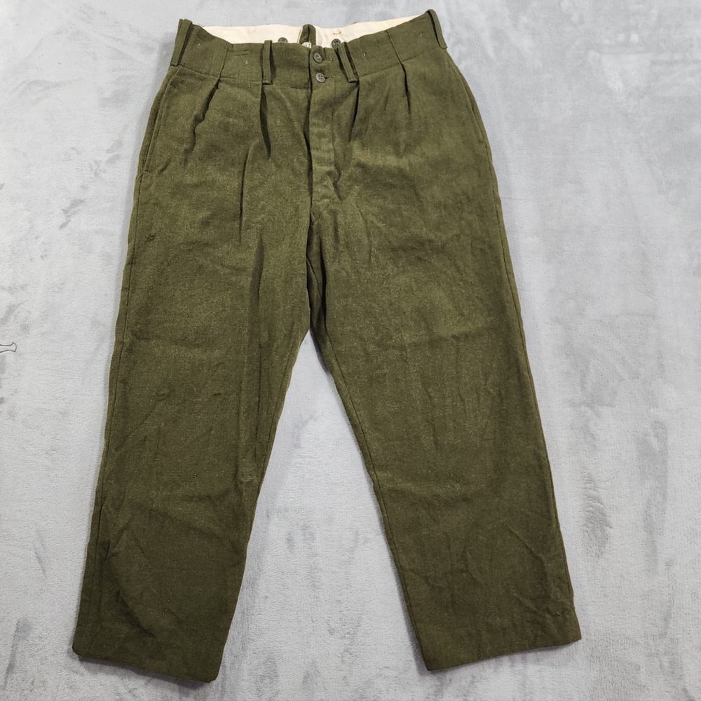 Vintage Norwegian Army Wool Field Pants Mens EU 54/38 Green Trousers Haeren
